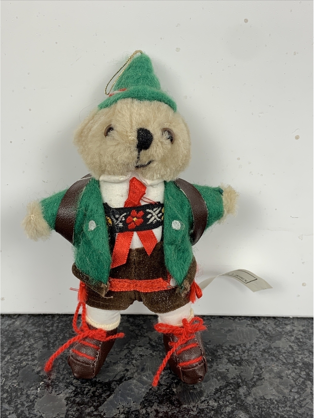 VTG Alpi Garmisch Germany Collectibles 6" Boy Plush Teddy Bear Holiday Ornament